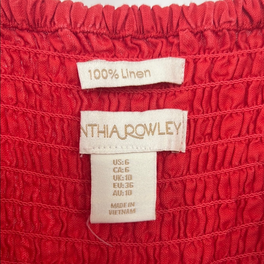 Cynthia Rowley 100% Linen Coral Midi Romper - Picture 9 of 9